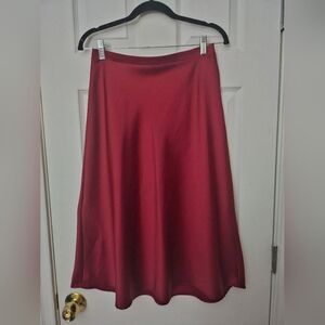 Elegant Silky Red Women's Skirt